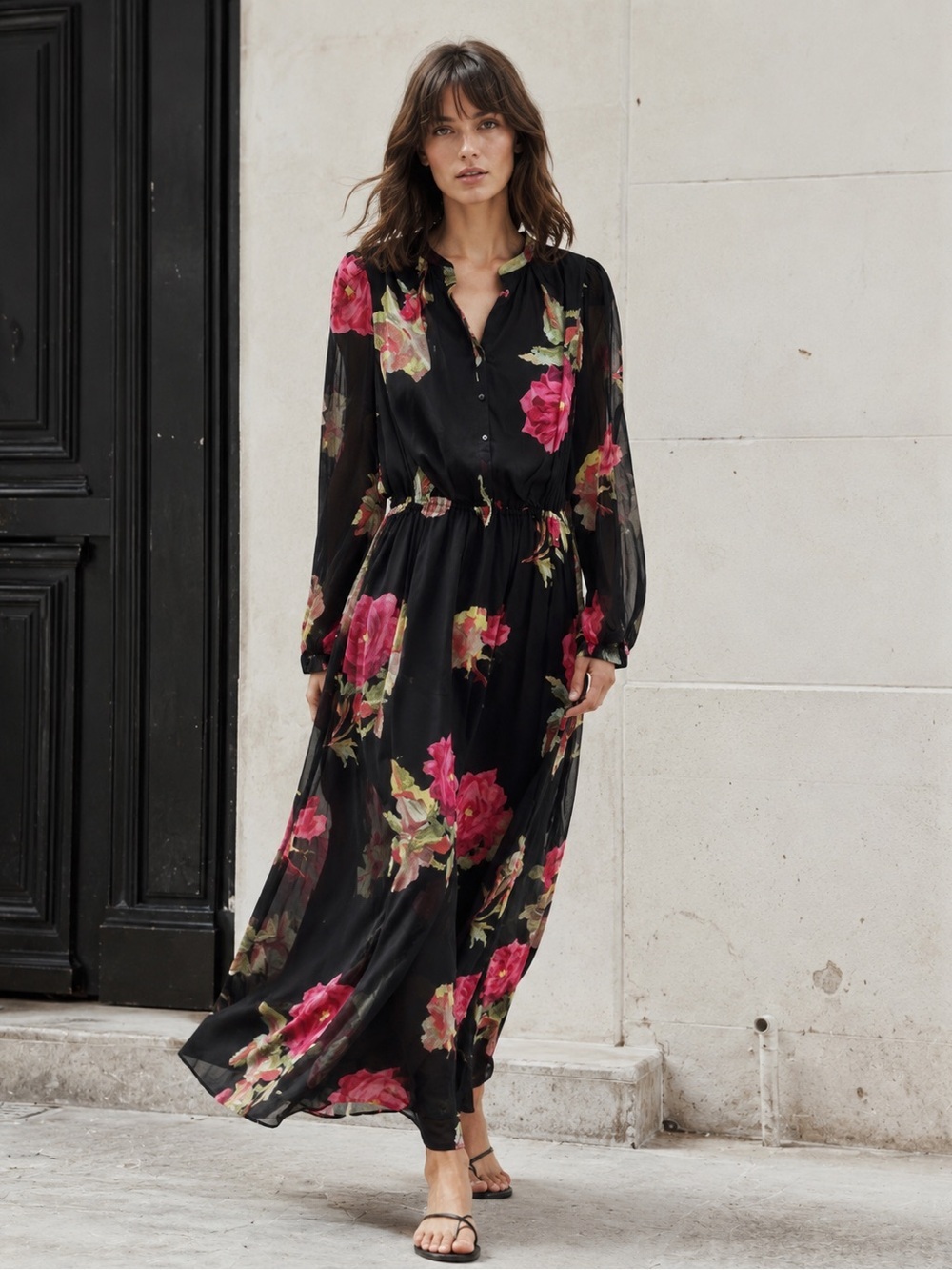 THE KOOPLES French Luxury Floral Sheer Maxi Dress NWT MSRP $485